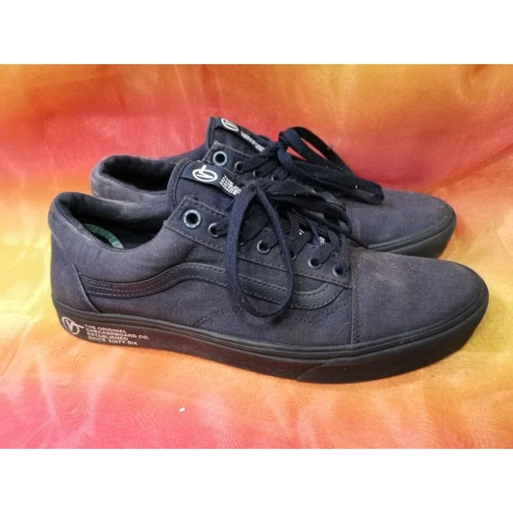 Men's RARE VANS with Print Old Skool Navy Blue Canvas Sneakers Size 12